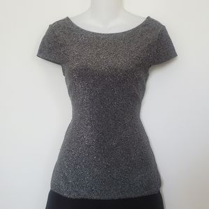 Express Silver & Black Shimmery Cap Sleeve Top